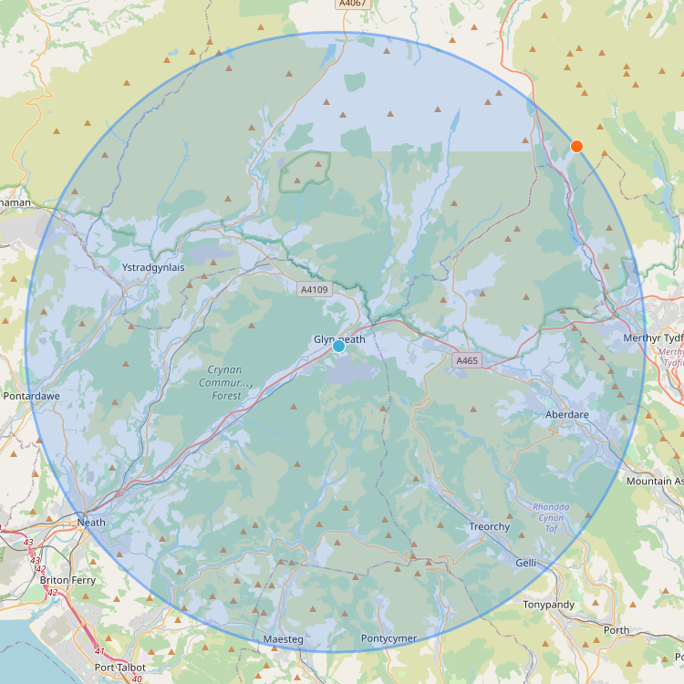 10 mile radius of Glynneath